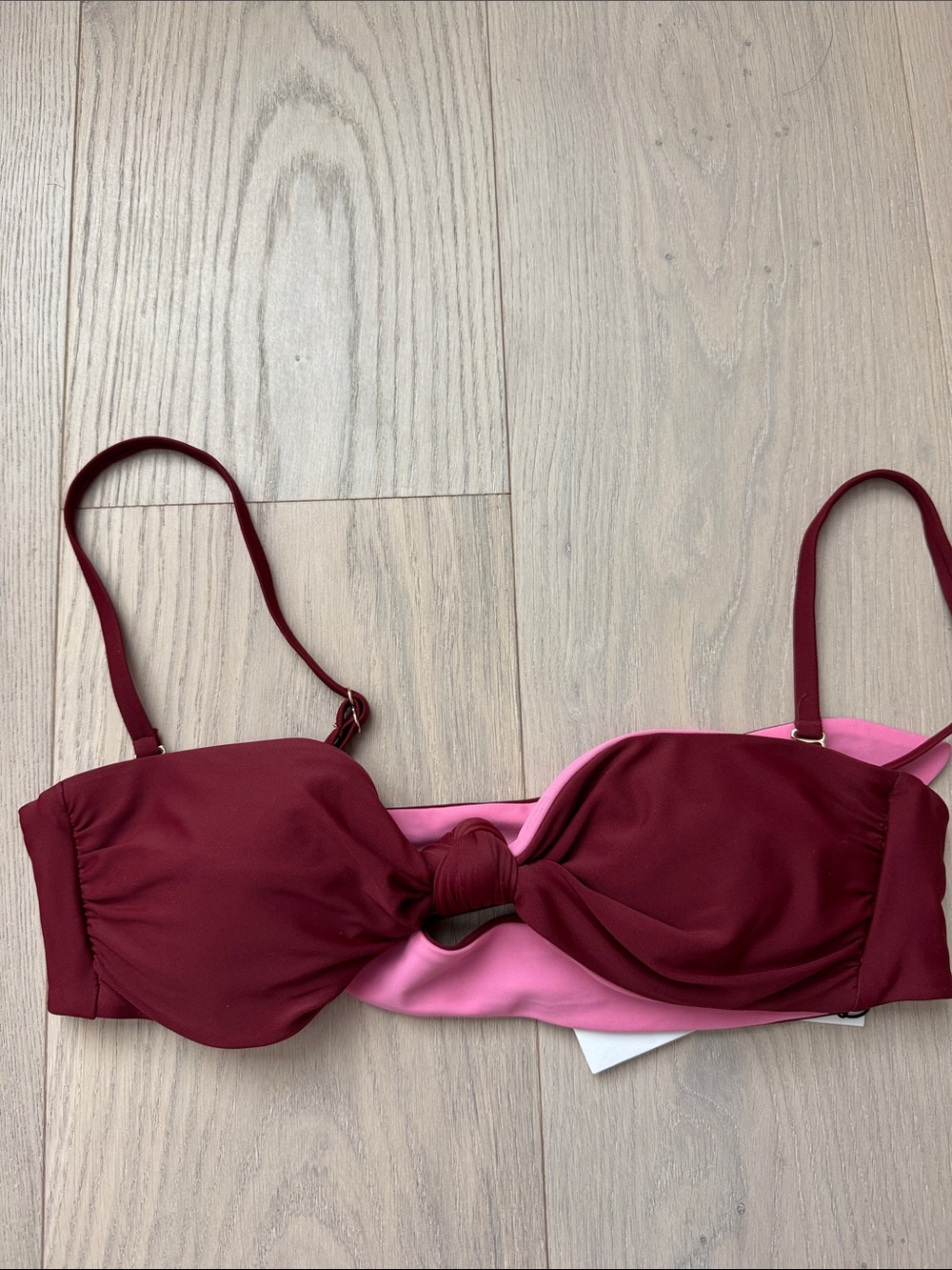 Veronica Beard Women Burgundy and Pink Bikini Top